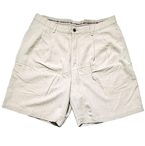 Caribbean Joe Chino Mens Lets Go Shorts Size 36 Wheat Pleated 4 Pocket EUC! - Picture 13 of 13