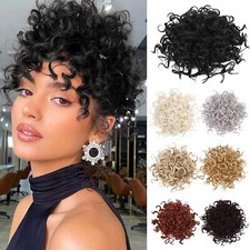 Messy Bun Synthetic Hairpiece for Women Curly Drawstring Hair Bun Short Ponytail