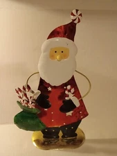 Santa Clause Painted Metal Standing Figure 14" Tall