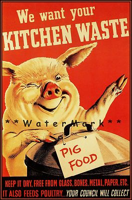 We Want Your Kitchen Waste 1940 British Pig Food Vintage Poster Print Retro Art