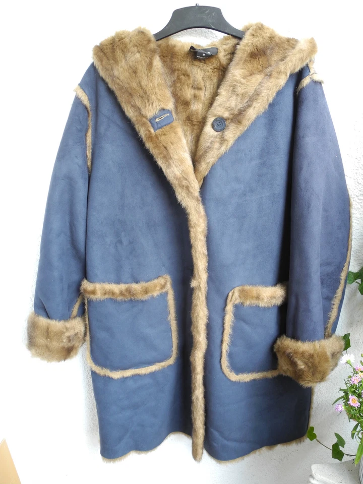 Damen Wende - Wintermantel ,dkl- blau / braun , Gr. M 42/44 - Bild 1 von 4