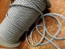 vintage 3/16" twisted metallic gold or silver rope cord 1yd made in France