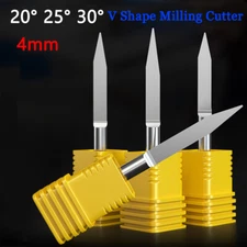 4mm V Shape Shank Flat Bottom Carving Knife Milling Cutter 20-30° CNC Engraving