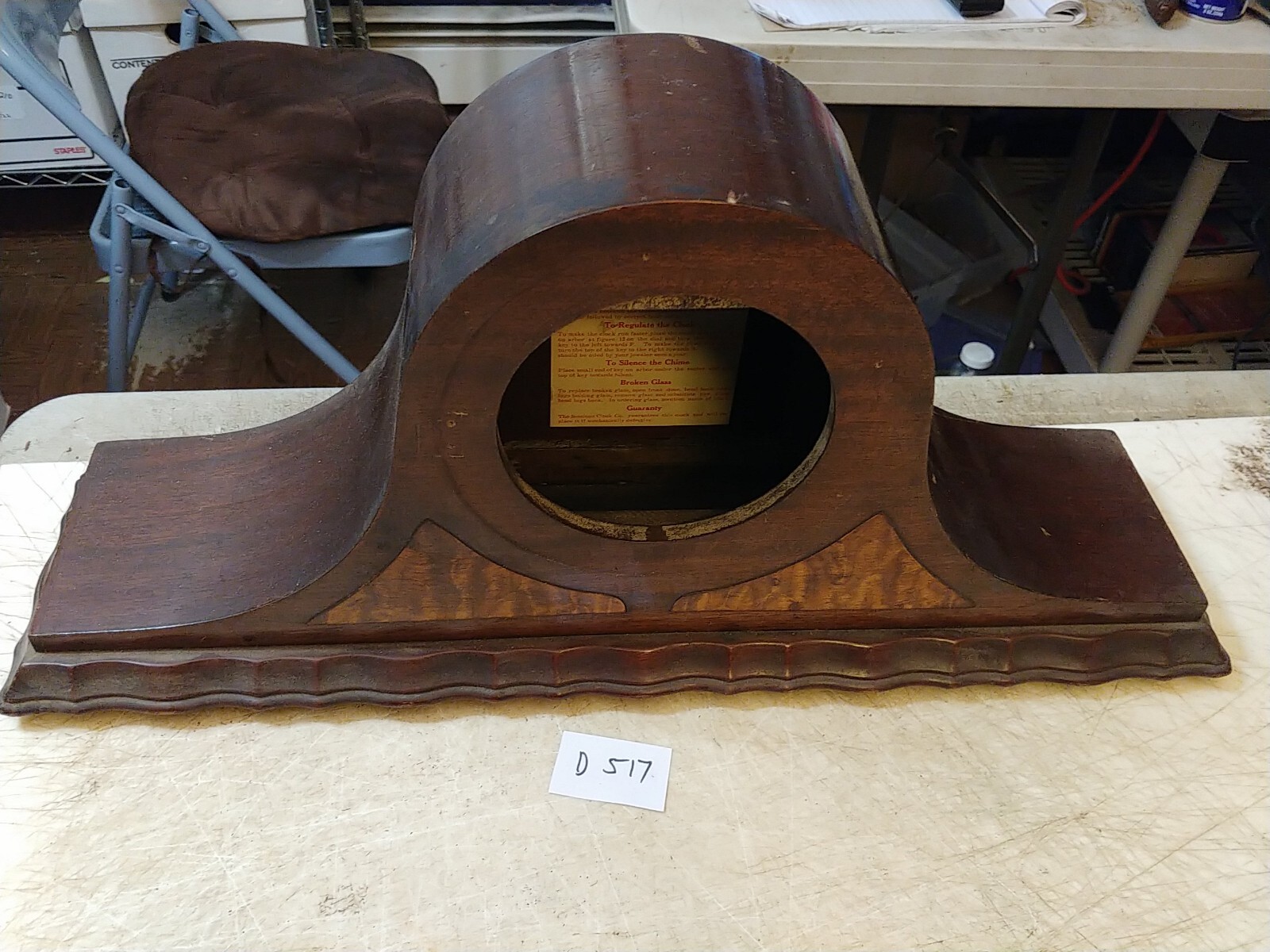 ANTIQUE TAMBOUR MANTLE CLOCK CASE