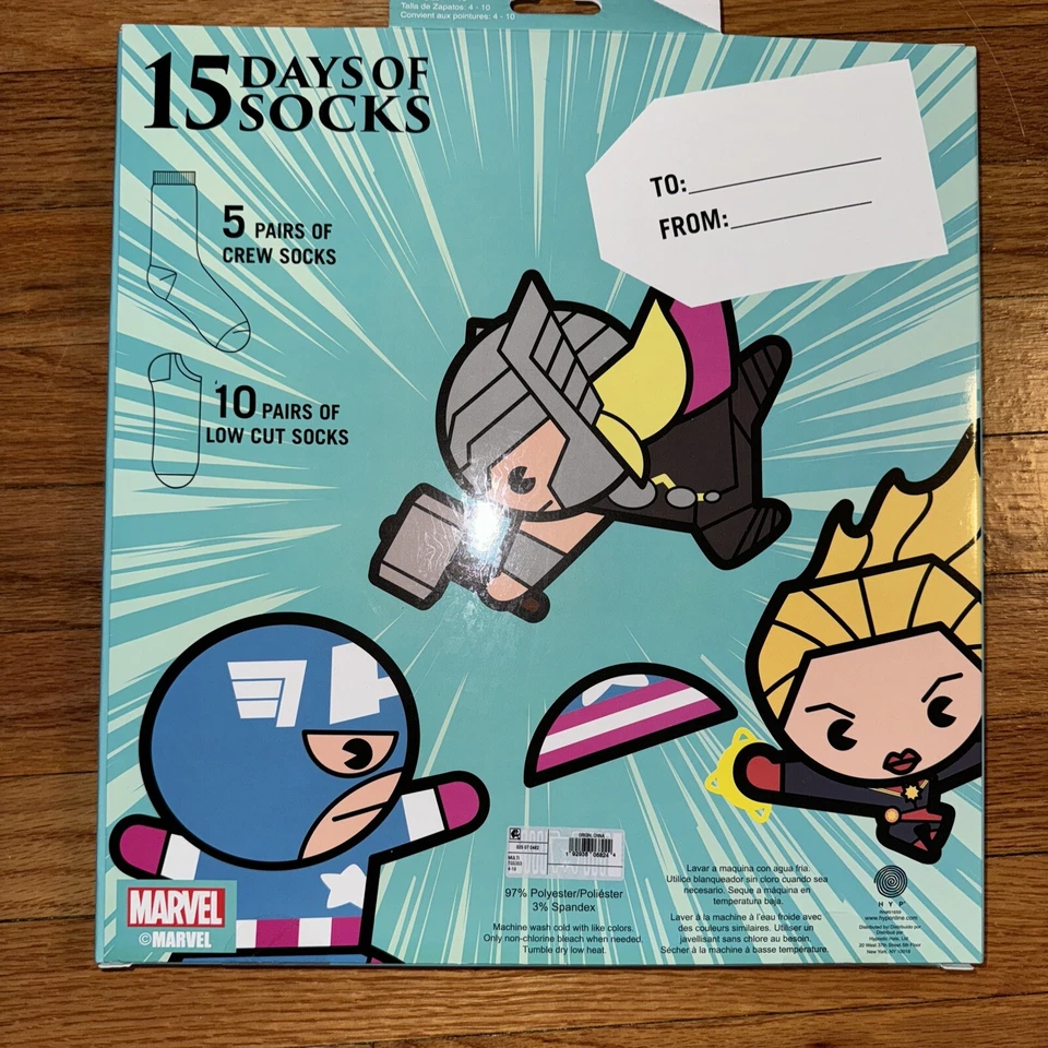 15 Days of Socks Marvel WMNS Iron Man Thor Black Panther Groot Hulk Avengers NIB - Image 4 of 4