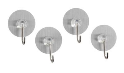 WENKO 4er Set Haken OSIMO Nickel Bad Küchen Handtuch Halter ohne bohren Gäste WC