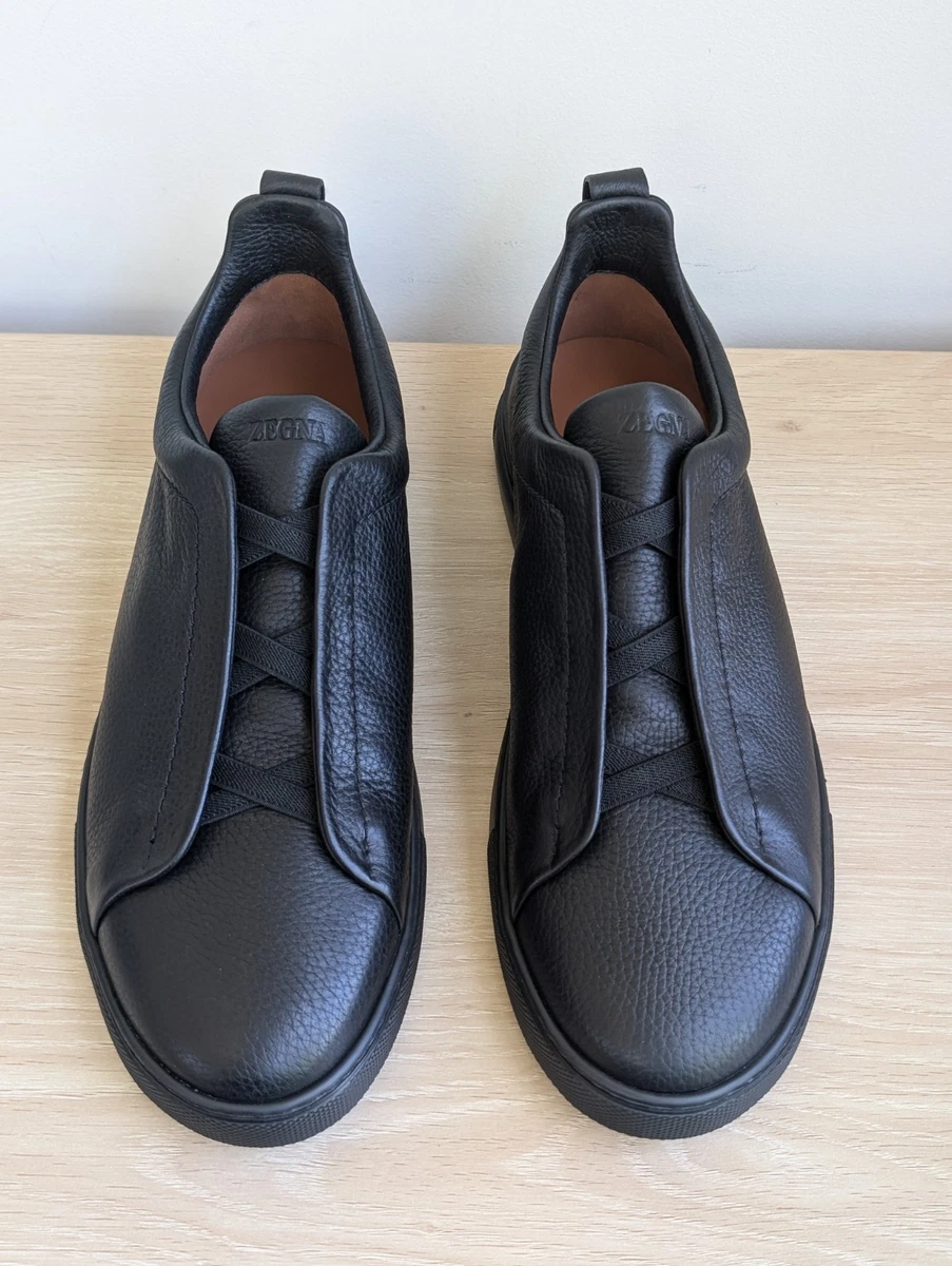 Black Leather Upper Casual Ermenegildo Zegna Shoes for Men for