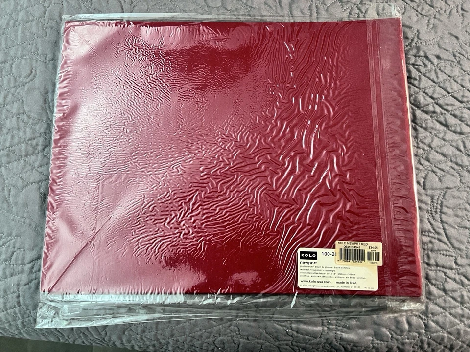 "Nuevo álbum de fotos de lujo rojo Kolo Newport 10 hojas negras con bisagras de tela 11""x14""" Foto 3 de 4