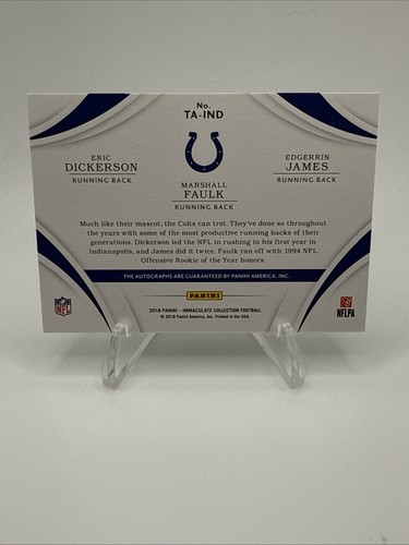 2018 Immaculate Edgerrin James Marshall Faulk Eric Dickerson Auto /10 SSP 1/1 🔥 - Picture 5 of 7