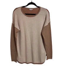 Smartwool Womens Size Large Brown Almond Colorblock Shadow Pine Pullover Sweater