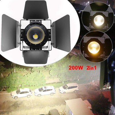 200W COB LED Spotlights Par Light Stage Light with Barn Door Warm & Cool White