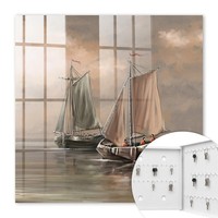 Weiß Wand SchlüSselkasten SchlüSselbox Aus Metall Seesegelschiffe 30X30 Cm