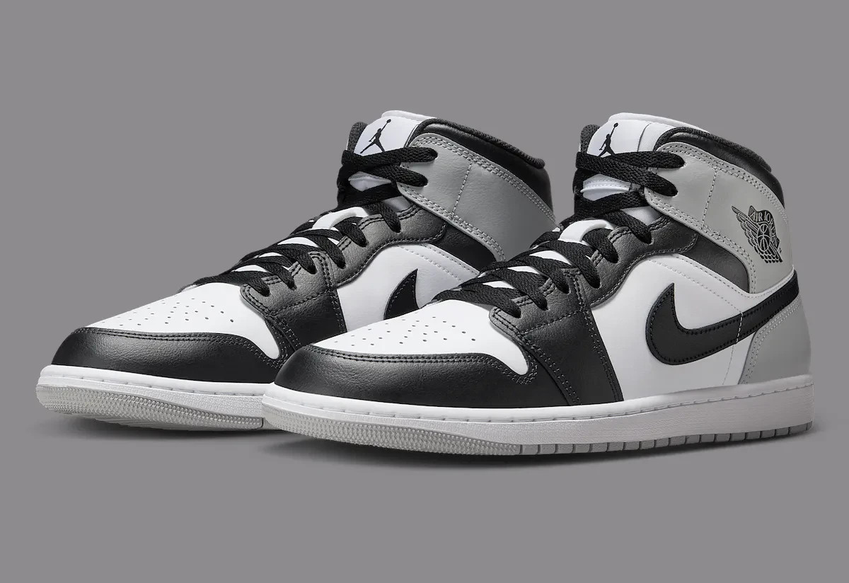 Nike Air Jordan 1 Mid Shoes White Black Grey 