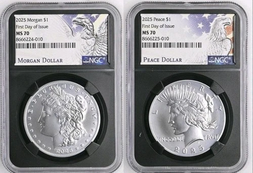 Presale 2025 Morgan & Peace Silver Dollar $1 NGC MS70 - First Day Issue FDI %%
