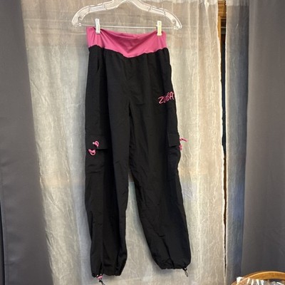 Zumba Fitness Women s XL Regular Black Pink Jogger Pants Drawstring Pockets