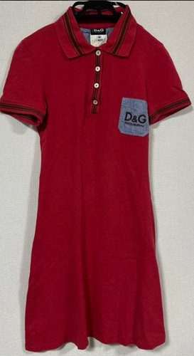 D&G Dolce & Gabbana Logo Pocket Polo Dress Red Made In Italy Size 26/40