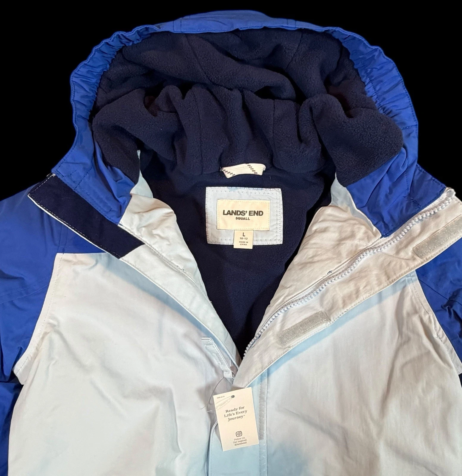 Lands End Kids Youth Squall Waterproof Insulated Blue Winter Coat Jacket Size 10