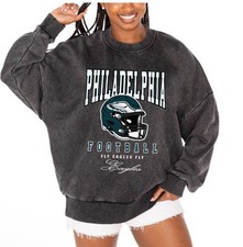 Women's Philadelphia Eagles Gameday Couture Black Vintage Wash Pullover XXL