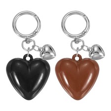 2 Pcs Resin Cute Heart Keychain for Women for Handbag, Black/Brown