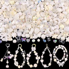 200260PCS Assorted White Acrylic Beads for Bracelet Making DIY Jewelry Charms