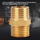 10PCS 1/4 Hex Nipple Brass Pipe Adapter for Quick Air/Fuel/Water Connection
