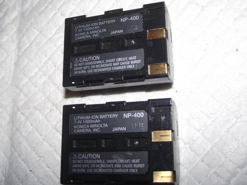 LOT OF 2 GENUINE MINOLTA OEM NP-400 LITHIUM ION BATTERIES 7.4V 1500 MAH