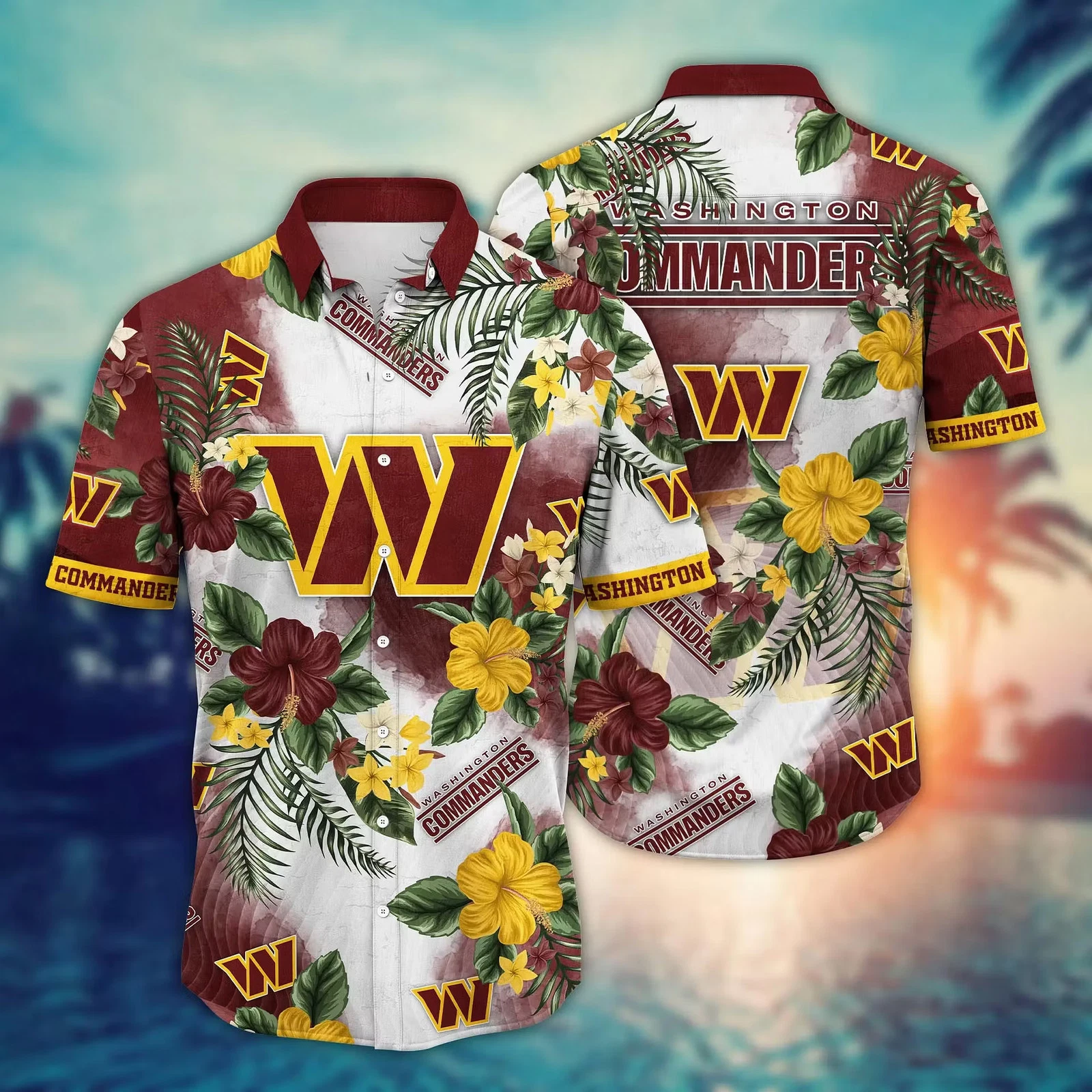 Washington Commanders football Hawaiian Shirt Starry Nightstime Aloha Shirt