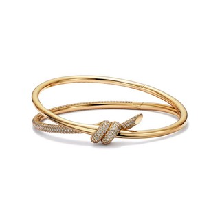 Tiffany & Co. Knot Double Row Diamond Bangle – 18k Yellow Gold – Medium