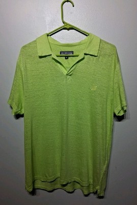 Vilebrequin Men's Lime Green Linen Polo Shirt Size L