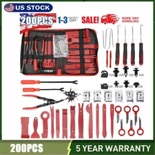 200 PCS Plastic Panel Fastener Trim Tool Auto Removal Kit Set W/ Carry Case Red 