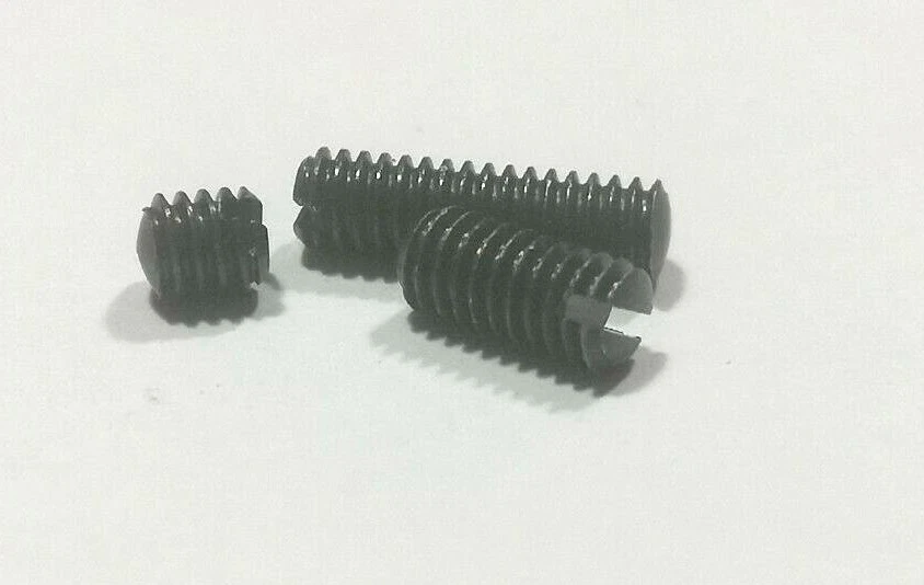 RS COMPONENTS Grub Screws 8BA / 3.2mm / 6.4mm / 9.5mm Black Steel Slot Drive Round Nose