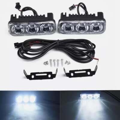 2x 3 LED Daytime Light Super White High Power Car DRL Running Work Fog Lamp 12V 