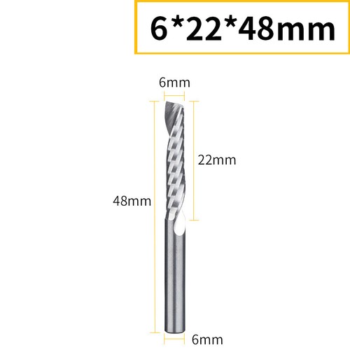 6mm Carbide Nose End Mill Cutter Single Edge Spiral MDF Acrylic CNC Router Bit - Picture 26 of 29
