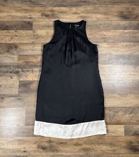 White House Black Market Dress Womens 6 Black Sleeveless Pintuck Shift LBD