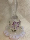 Fenton Meadow Ruffled Pink Crest Opalescent Bell Signed HandPainted Johnson