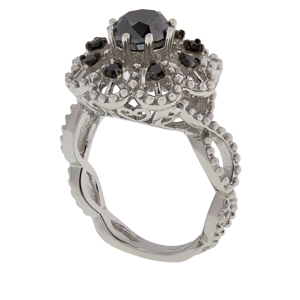 Colleen Lopez Sterling Silver Black Diamond & Black Diamond Ring. Size 5 - Image 3 of 4
