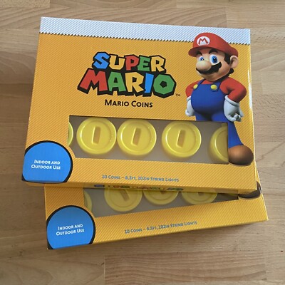 Nintendo Super Mario 10 Coins String Lights Christmas Holiday 8.5 ft New x2
