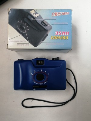 TESTED BLUE sc-911 SURPASS vintage Point shoot 35mm Film Camera Hot Shoe light