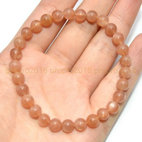 Echter Natürlicher Orange Mondstein 6/8/10 mm Rund Edelstein Perlen Stretch Armband - Bild 10 von 14