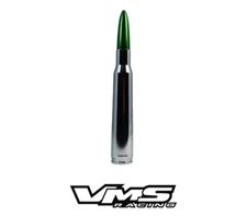 VMS FORD F150 F250 50 CAL CALIBER BULLET ALUMINUM SHORT ANTENNA CHROME GREEN KIT