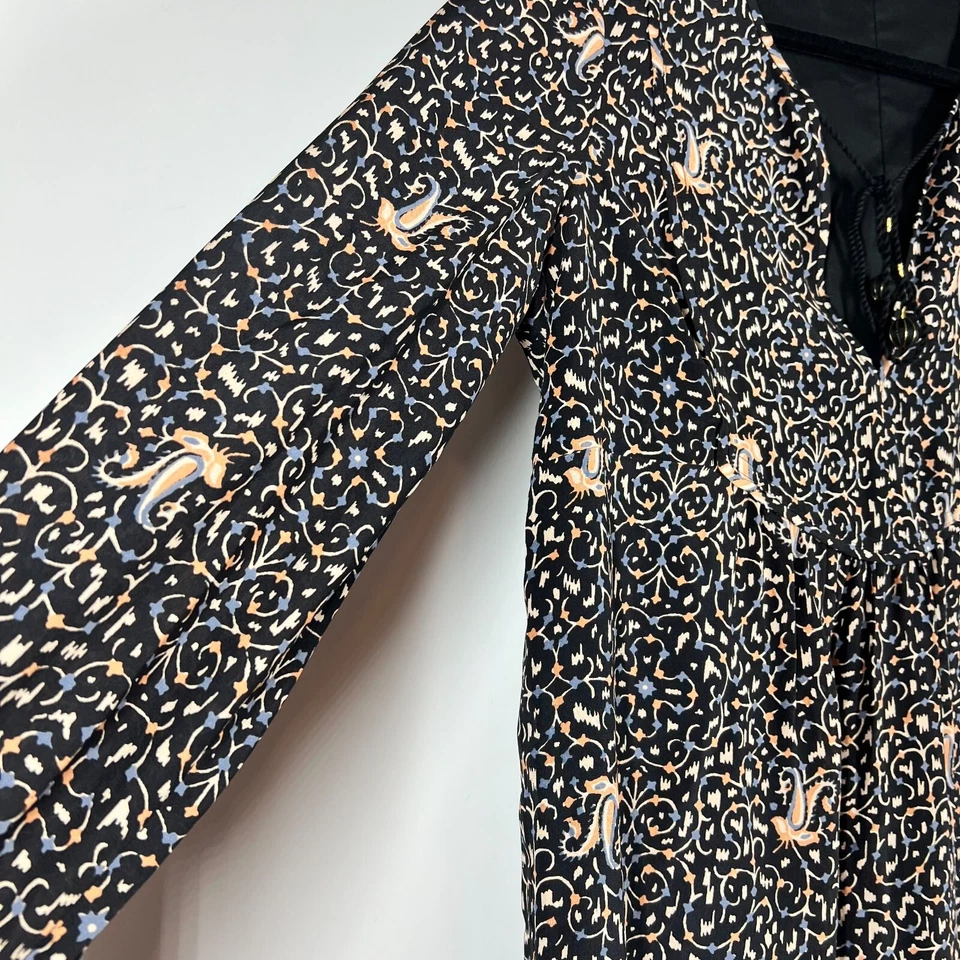 Vestido corto Madewell poliéster negro seda fiesta cachemira manga larga para mujer 2 Foto 4 de 4