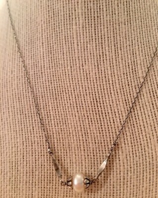 sterling silver fresh water pearl necklace Adjustable In Length Up To 18''