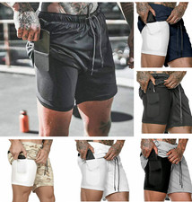 Mens Sports Training Running Bodybuilding Workout Fitness Shorts Gym Pants Works