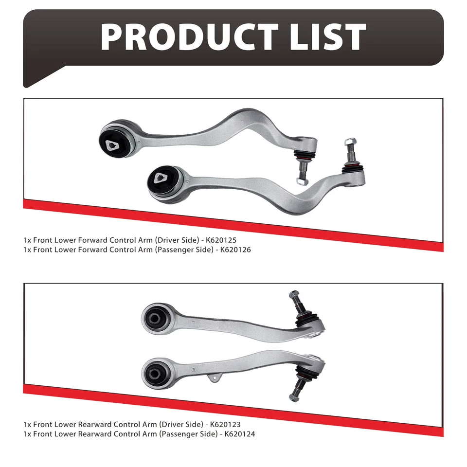 Kit de brazos de control delanteros inferiores delanteros y traseros Fit BMW 525i 530i 528i 545i 550i Foto 3 de 4