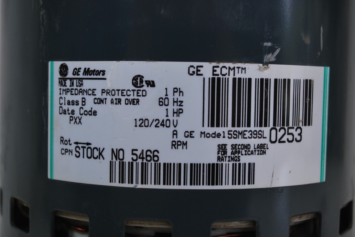 GE 5SME39SL 0253 1hp, 120/240V, ECM Electric Motor, MOT09231