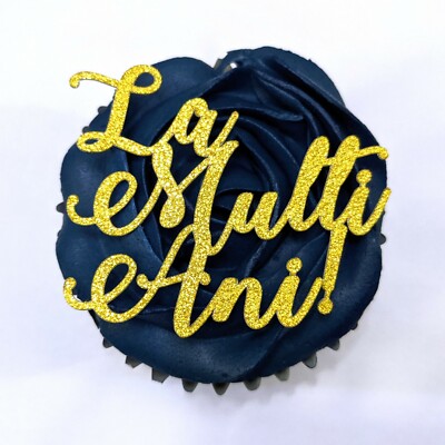 12 Stück La Multi Ani Cupcake Topper Gold, Silber Nicht Essbar Kostenlose Lieferung