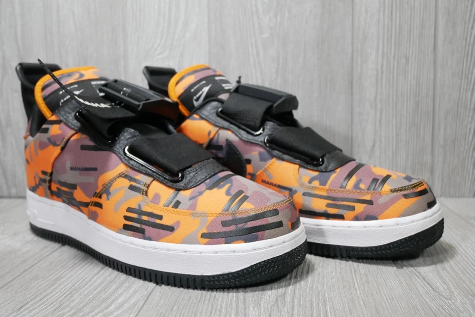 全新带盒 Nike Maharishi x Air Force 1 Utility 高级 iD 低橙色鞋 男式 8 码 — 第 3/4 张图片