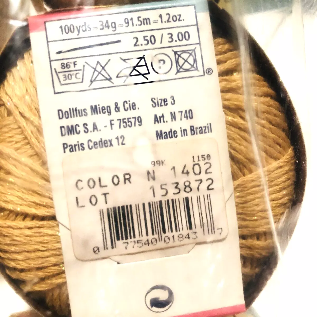 DMC Senso Crochet Quick Finish Yarn 1402 Yellow Gold Lot 153872 Metallic 3  Balls