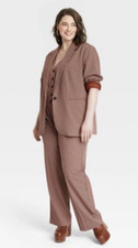 A NEW DAY WOMEN'S RELAXED SIZE XXL TINY BROWN PLAID BLAZER JACKET