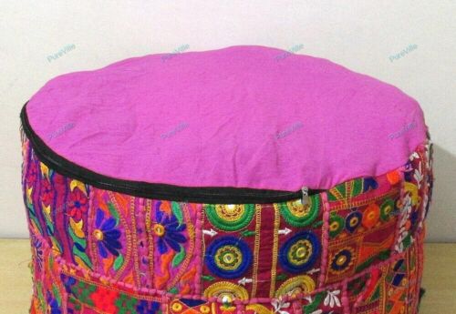 Indian Footstool Pouffe Cotton Ottoman Seating Cover Floral Bean Bag New - Picture 5 of 8